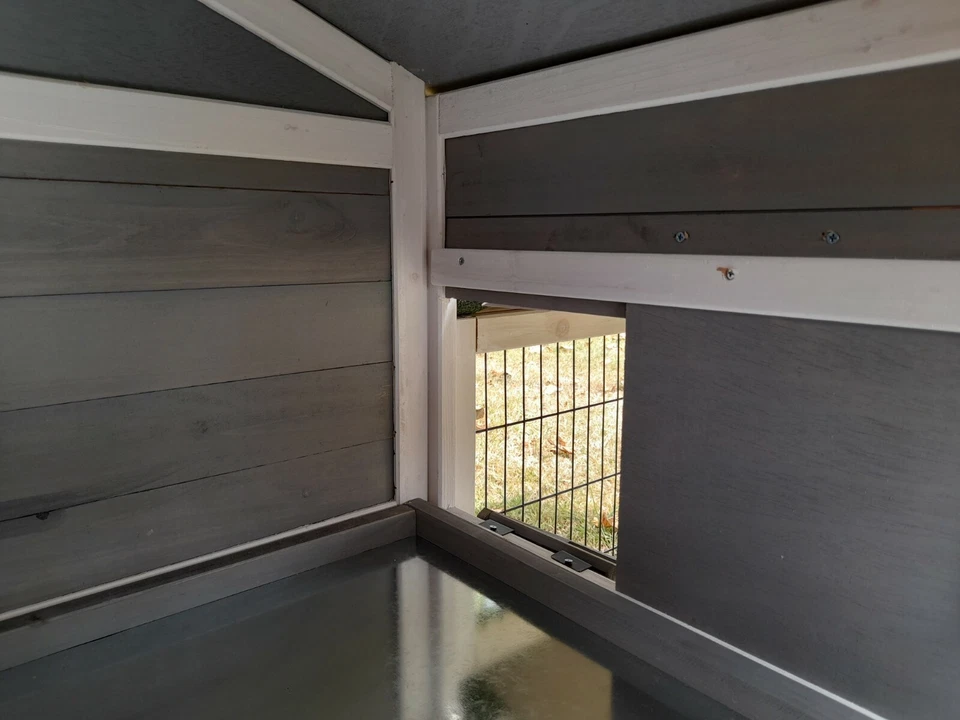 LARGE XXL 180CM OUTDOOR RABBIT HUTCH RUN WOODEN GUINEA PIG BUNNY PET GREY - Image 4 of 4