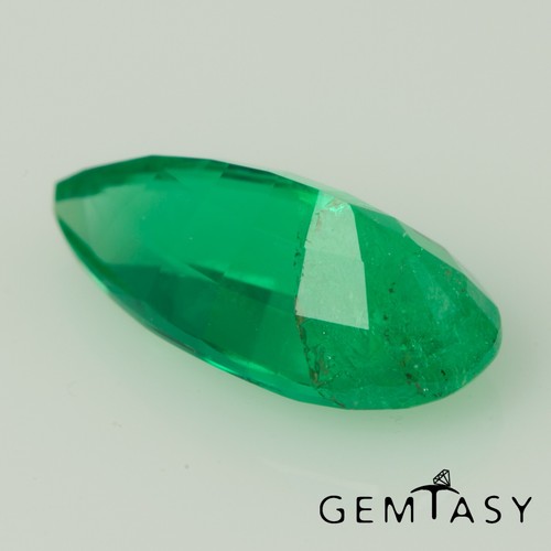 Cut stone - Emerald Colombian hydrothermal lab grown, facet Pear 10x5mm 0.95ct - Picture 4 of 4