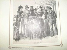 12665 Holzstich EIERSCHLAGEN   um 1880