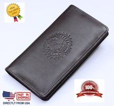 RFID Blocking Bifold Long Genuine Leather Trucker Wallet Card Holder