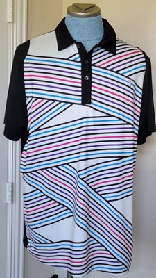 Puma Men's Golf Dry Cell Multicolor Breathable Stretch Short Sleeve Polo Sz XL B