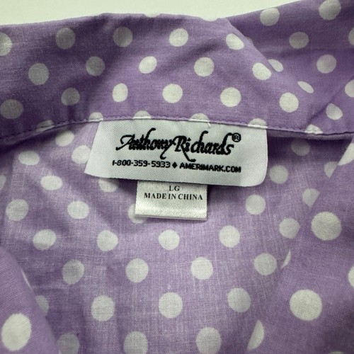 Anthony Richards Purple Polka Dot Button Up Nightgown Sleep Shirt Dress Size L - Picture 8 of 11