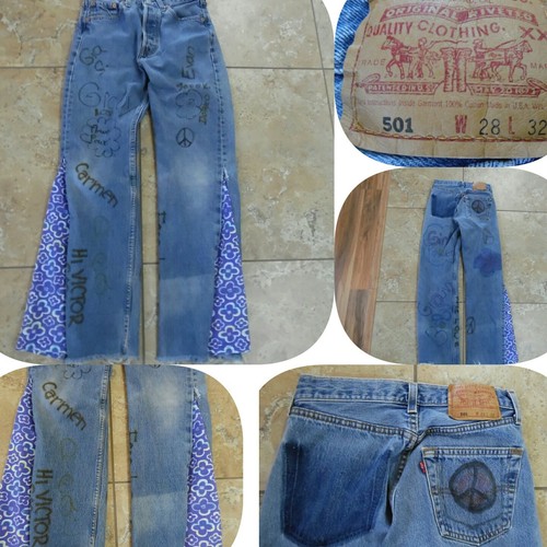 VTG Levis 501 JEANS Hippy Mod Button 