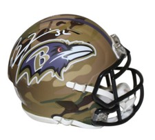 Mini Casco Beckett 37457 Autografiado Ray Lewis Baltimore Ravens Camuflaje Velocidad