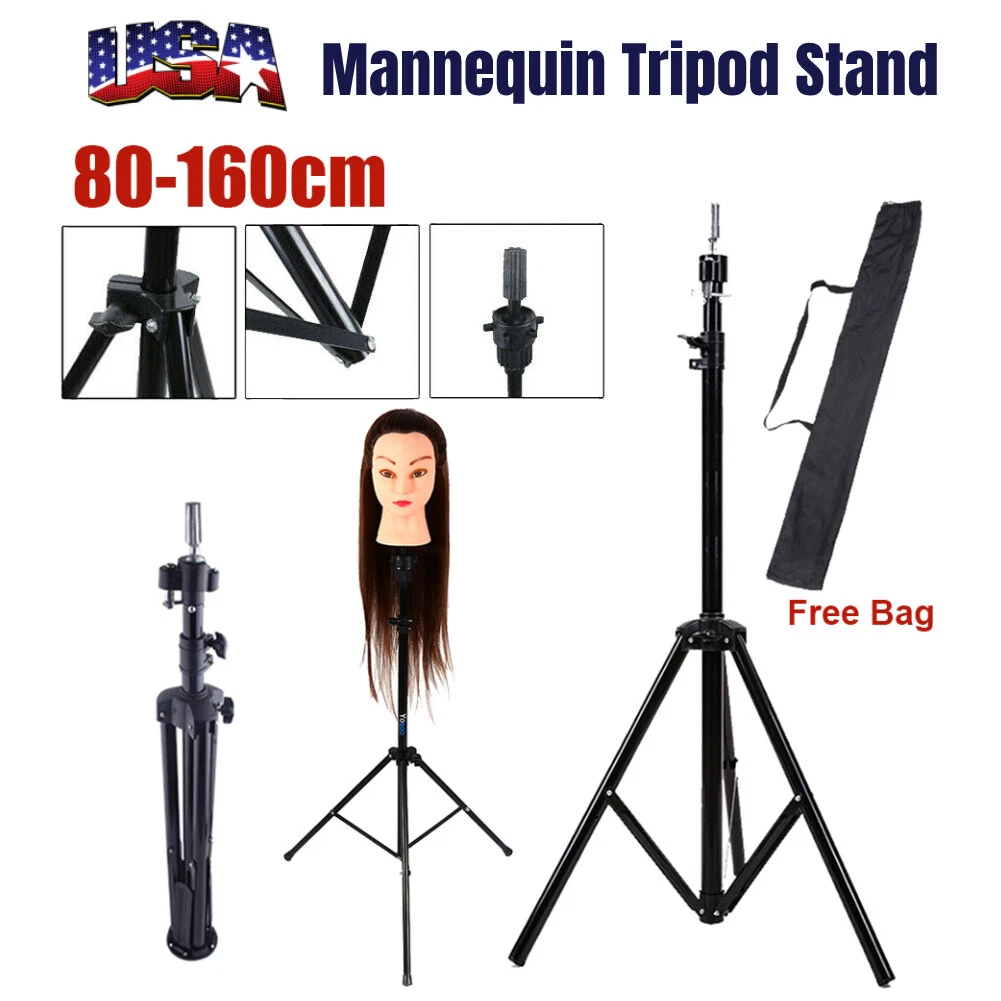 Adjustable Wig Head Stand Mannequin Tripod Hairdressing Training Holder +  Bag US