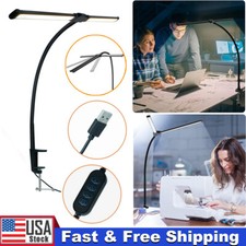 LED Desk Lamp for Home Office Eye-Care Architect Light with Clamp Double Head US