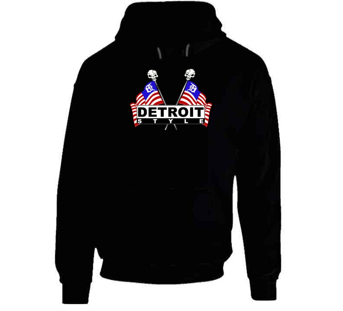 Detroit Skull Flags T Shirt Hoodie image 2