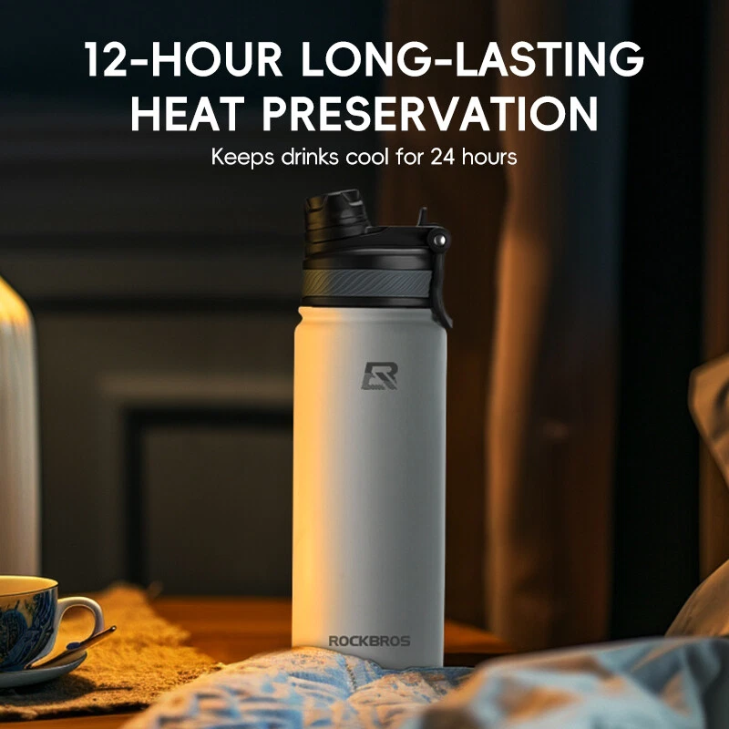ROCKBROS Insulated Water Bottle Stainless Steel Metal Cool Sports 18/22/32/40OZ - Image 4 of 4