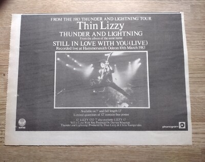 Thin Lizzy - Thunder And Lightning - 1983 - MUSIC magazine advert 11 X 7 IN 