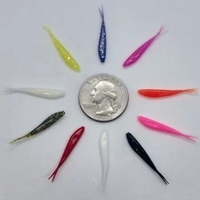 (10) 1" MICRO MINNOWS- ICE FISHING PLASTICS/PANFISH/BLUEGILL/CRAPPIE/10 COLORS