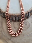 Pure Solid Copper Cuban Chain Necklace Curb Link Rider Arthritis 24" Necklace