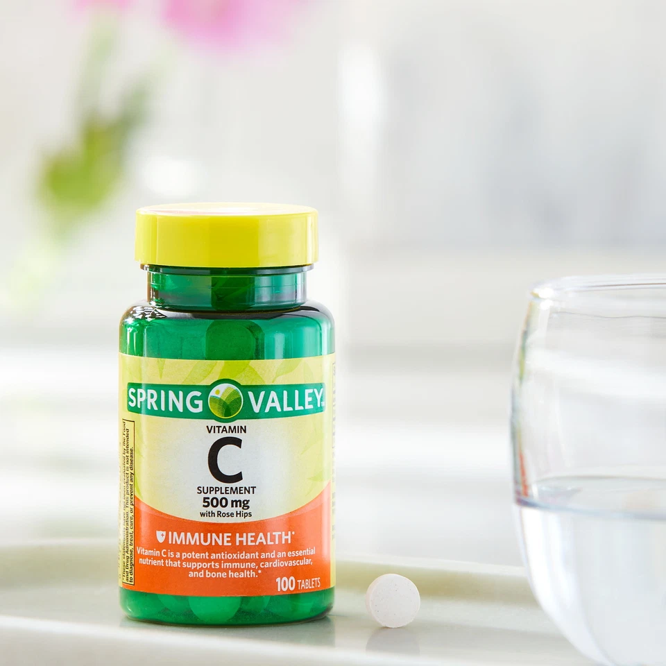 Spring Valley Vitamin C with Rose Hips Supplement, 500 mg Tablets, 100 Count - Image 4 of 4