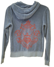 Juicy Couture Women's Size Large Hoodie Sweatshirt Terry Cloth Crown Blue Y2K