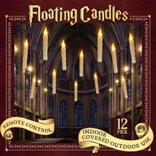 Halloween Decorations - Floating LED Candles with Remote Control -12Pcs Magic Wi
