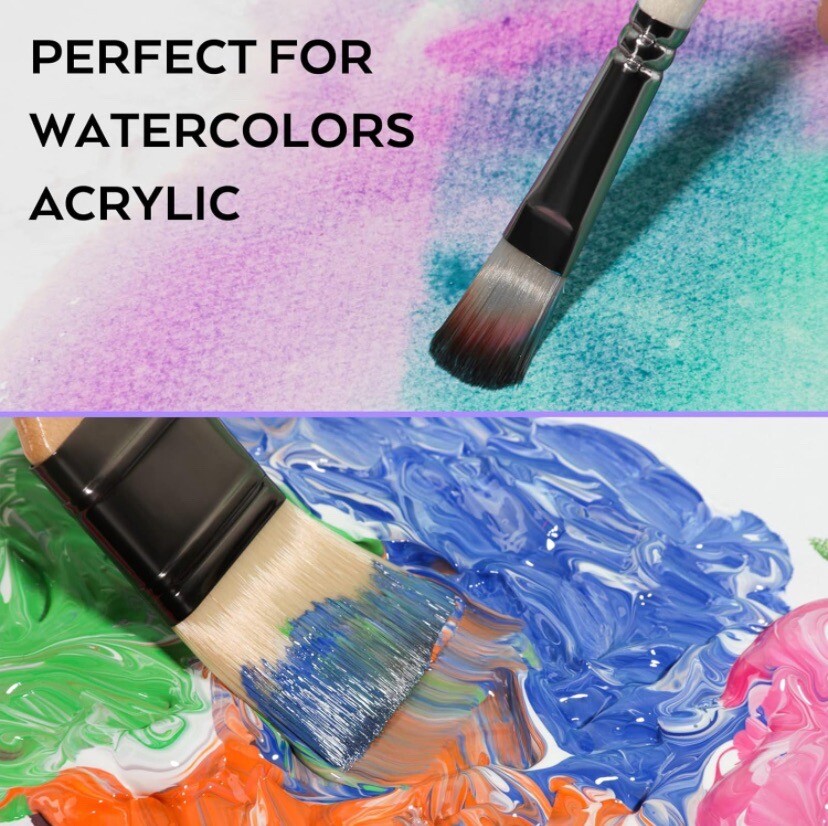 25PCS Paint Brush Set, Professional Artist Paint Brushes Acrylic