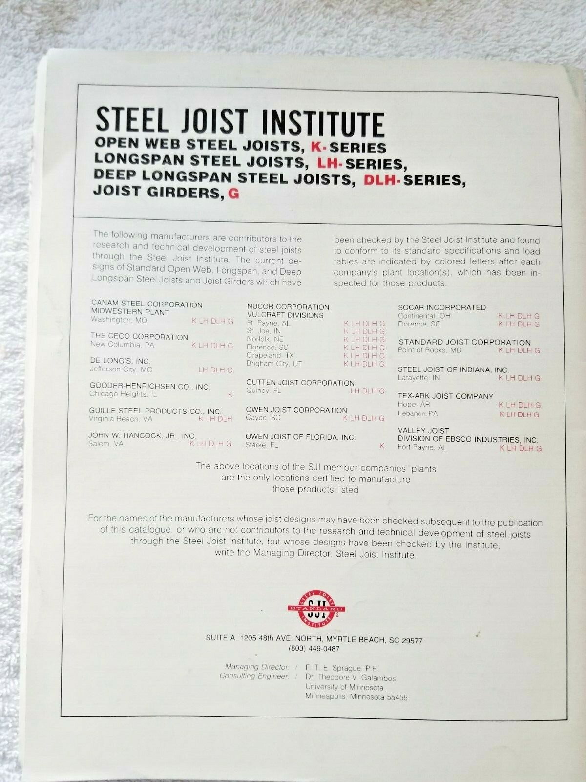 1988 Steel Joint Institute Specifications Guide Steel Joists & Joist  Girders | eBay