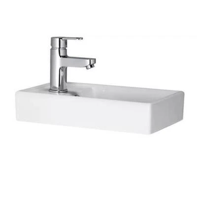 Basin Sink Countertop Cloakroom Ceramic Bowl Bathroom Square White