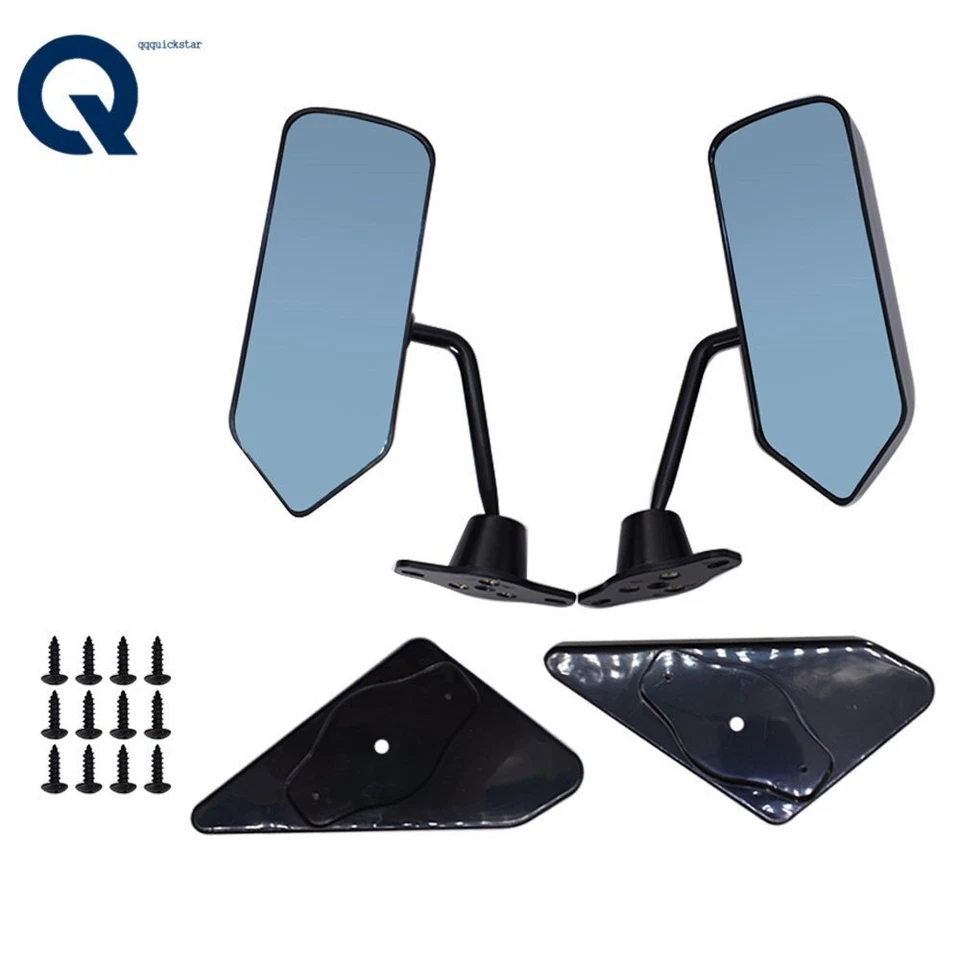 Espejos retrovisores laterales universales estilo F1 para carreras de autos vidrio negro 2 piezas Foto 3 de 4