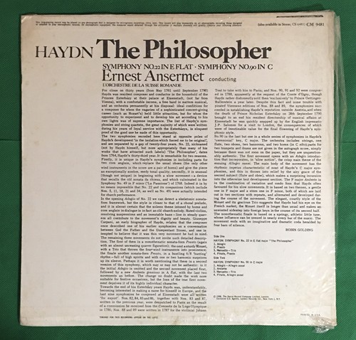 Hayden Symphony No. 22 (The Philosopher) & No. 90 LP 1966 London CM 9481 NEW - Picture 2 of 3