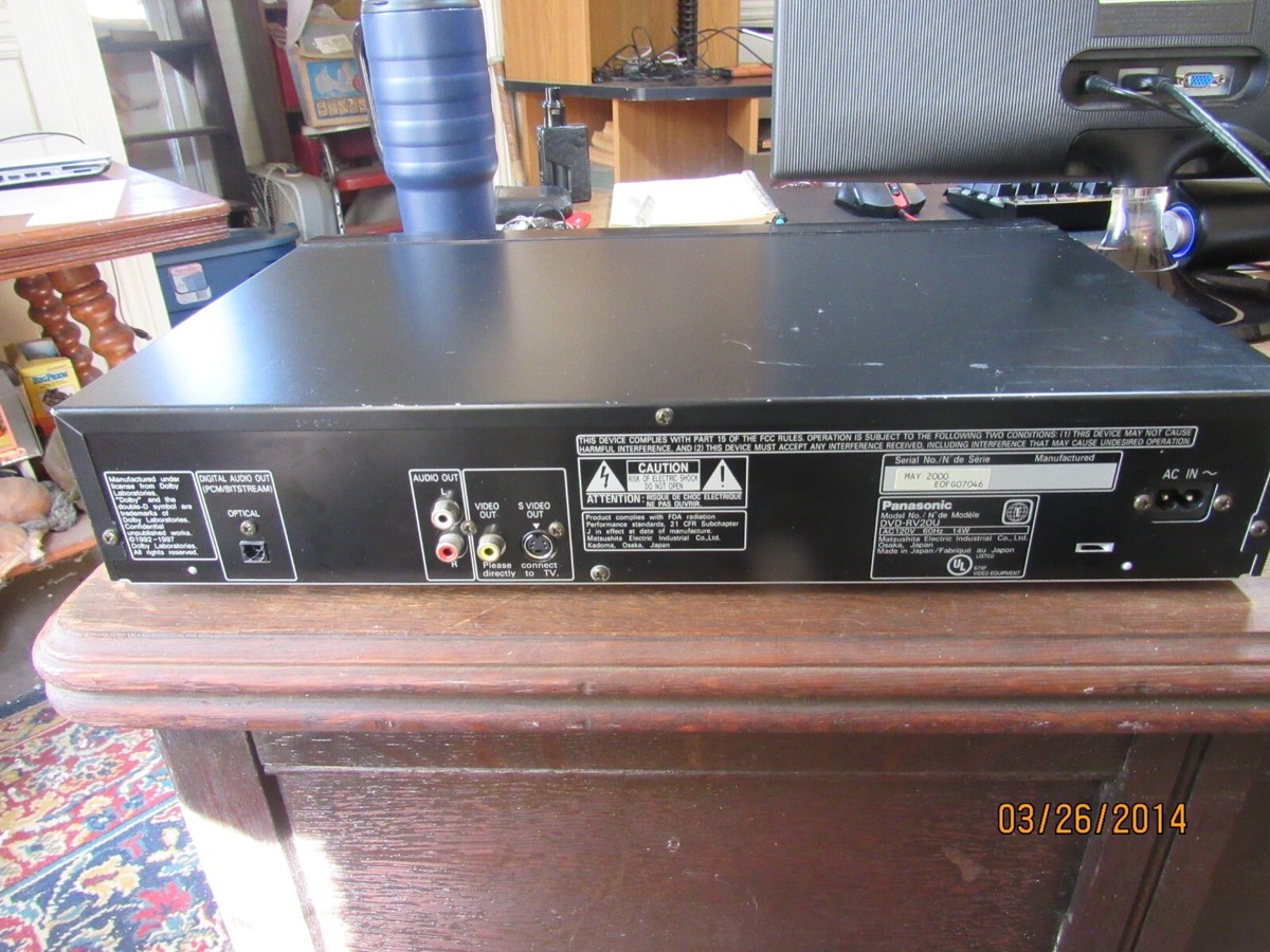 Panasonic Model: DVD-RV20 DVD/CD Player Made In Japan Tested