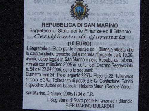 10 EURO Silbergedenkmünze San Marino 2005,Uniformen, Schmucketui und Zertifikat - Bild 6 von 8
