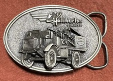 Vintage 1982 Oilfield Belt Buckle Halliburton Services 1916 FWD Pump Truck