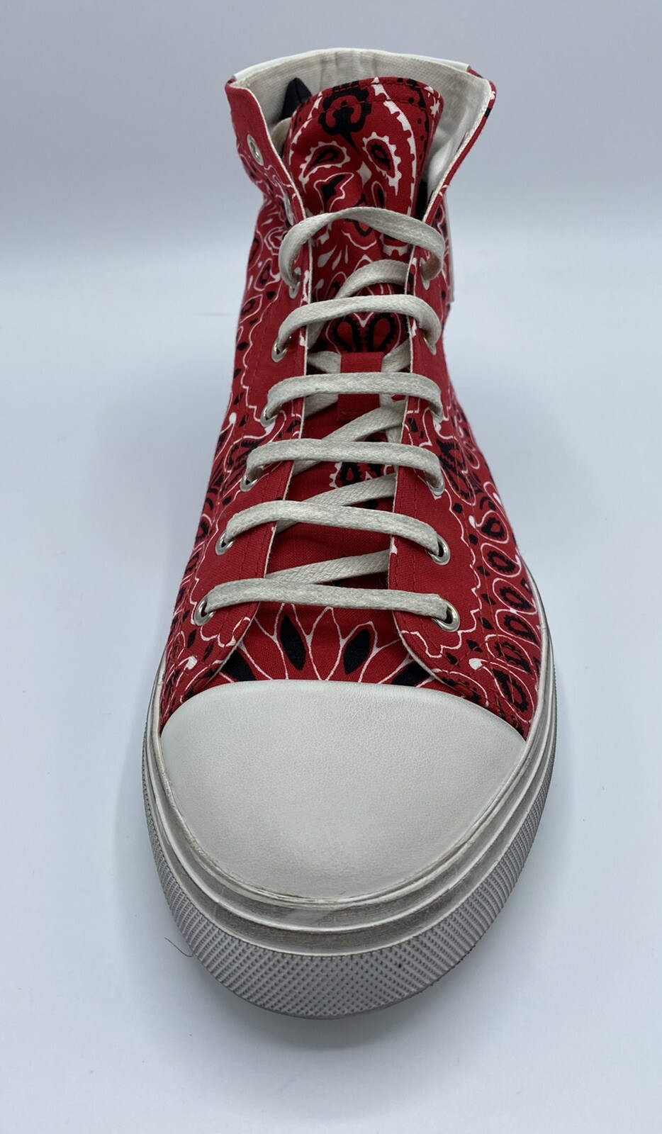 Sneakers alte Saint Laurent in tela rossa da 600 dollari taglia US 17 Made in Italy