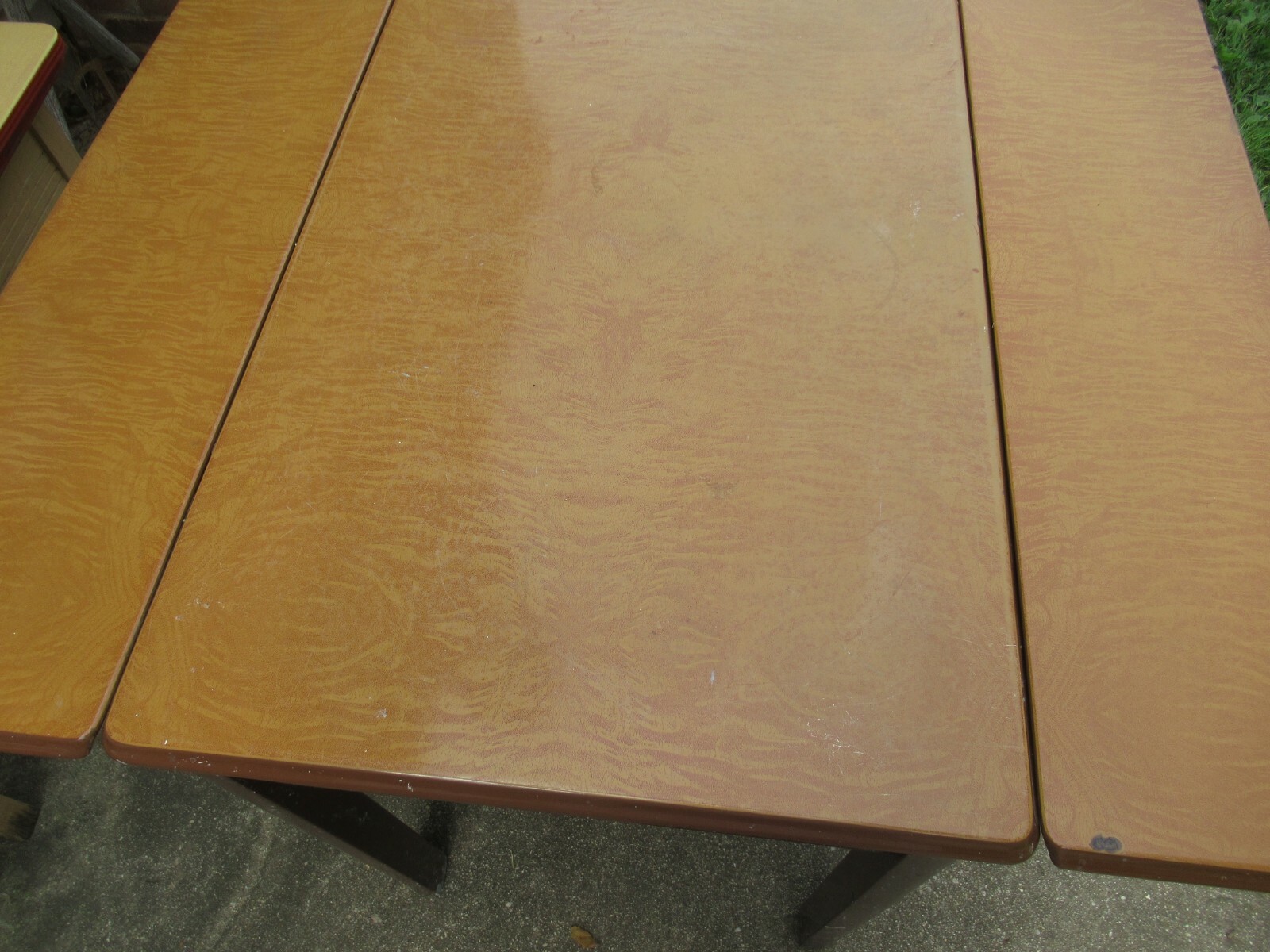 VINTAGE KITCHEN ENAMEL PORCELAIN TABLE PULL OUT LEAVES DRAWER BROWN