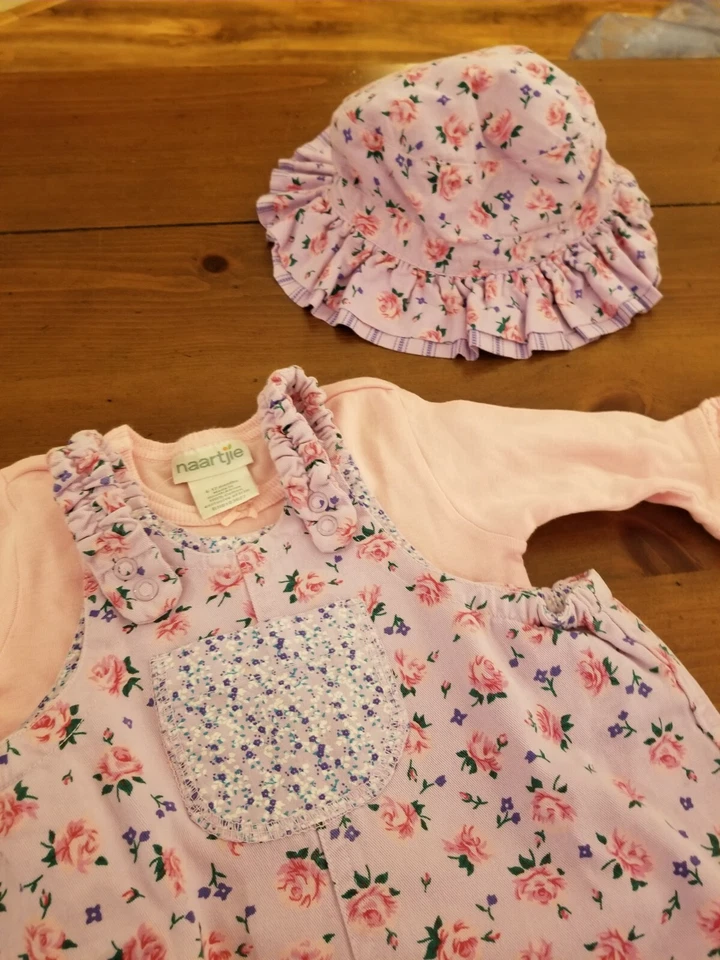 Naartjie Juego de 3 Piezas Rosa Lavanda Borde de Encaje 6-12 Meses Nuevo con Etiquetas Foto 2 de 4