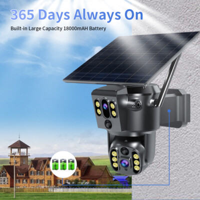 4K Outdoor FUNK WLAN WIFI IP KAMERA AUßEN Set ÜBERWACHUNGSKAMERA Solar Energie