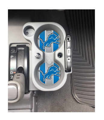 DETROIT LIONS CUSTOM RUBBER CAR COASTERS SET (2) NFL