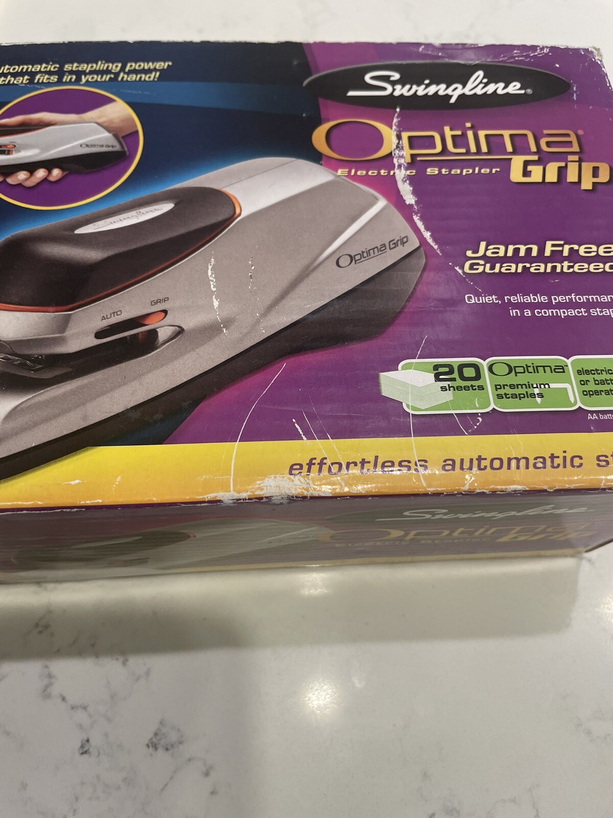 Swingline Optima Grip Electric Stapler 20 Sheet Capacity Silver, 48207