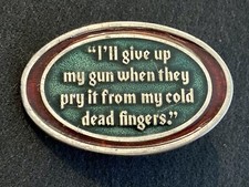 1978 Capt. Hawkes Sky Patrol Metal Belt Buckle NRA Slogan You Can Have My Gun...