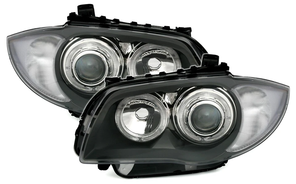 Angel Eyes Scheinwerfer mit weiße LED Ringe für 1er BMW E87 E81 E82 E88 Grau - Bild 2 von 4