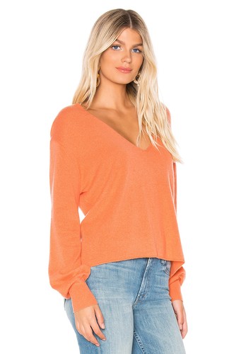 NWT 360 Cashmere Maddison V-Neck Cashmere Sweater, Apricot Size XS,S,M $288 - 第 2/4 張圖片