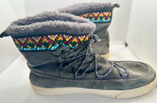 Toms Alpine grau Wildleder Kunstfell wasserdicht Textil Stiefeletten Herren Größe 12 - Bild 2 von 9