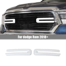 White Front Grille Inserts Decor Cover Trim For Dodge Ram 1500 2500 3500 2019+