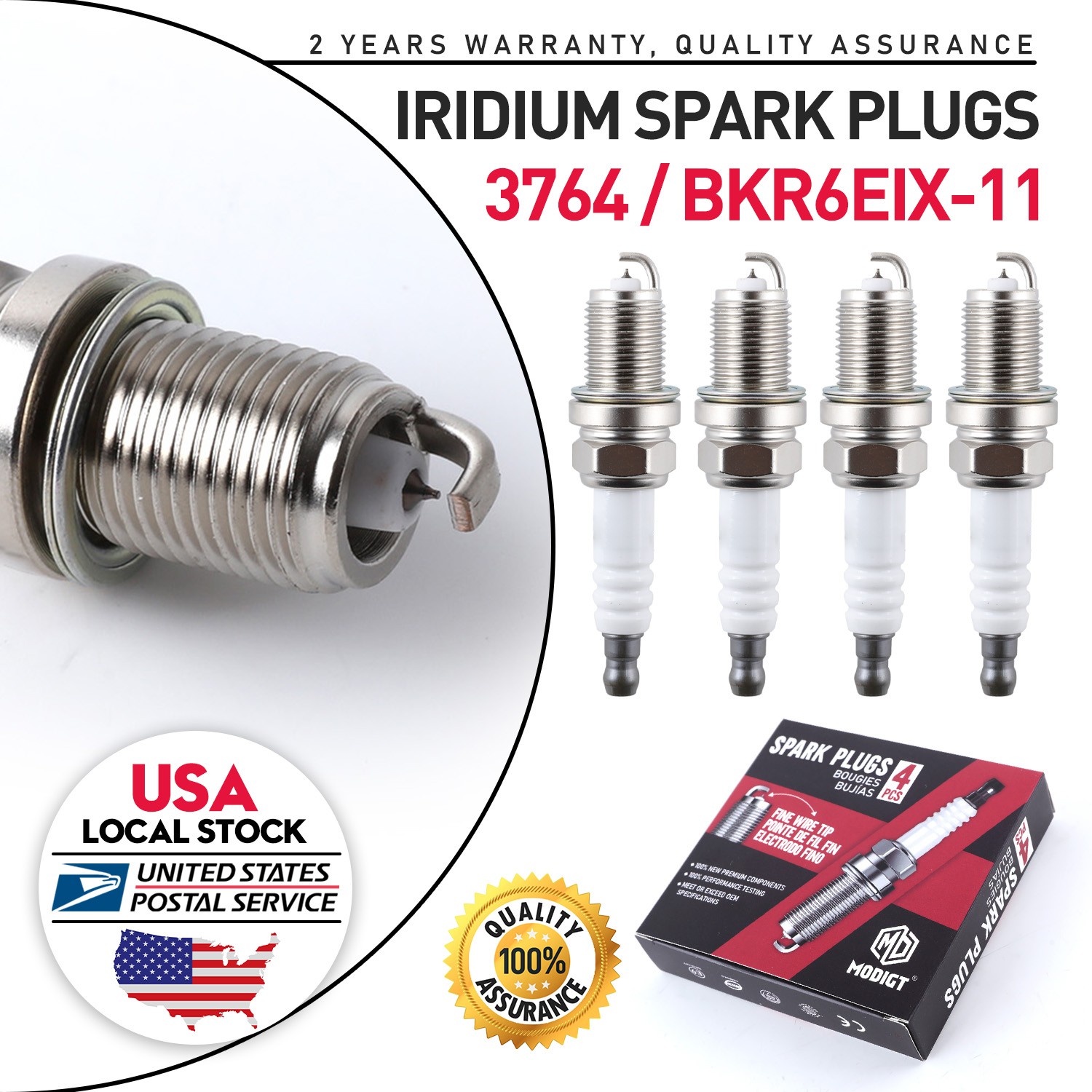 4Pcs Spark Plugs BKR6EIX-11 For NGK 3764 Iridium IX BKR6EIX11 for Lexus Nissan
