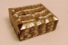Vintage Mother of Pearl Inlay Jewelry Box MOP Shell Mosaic Trinket Keepsake "R