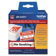 Brother DK2251 2.4" x 50' Continuous Paper Label Tape - Black/White New