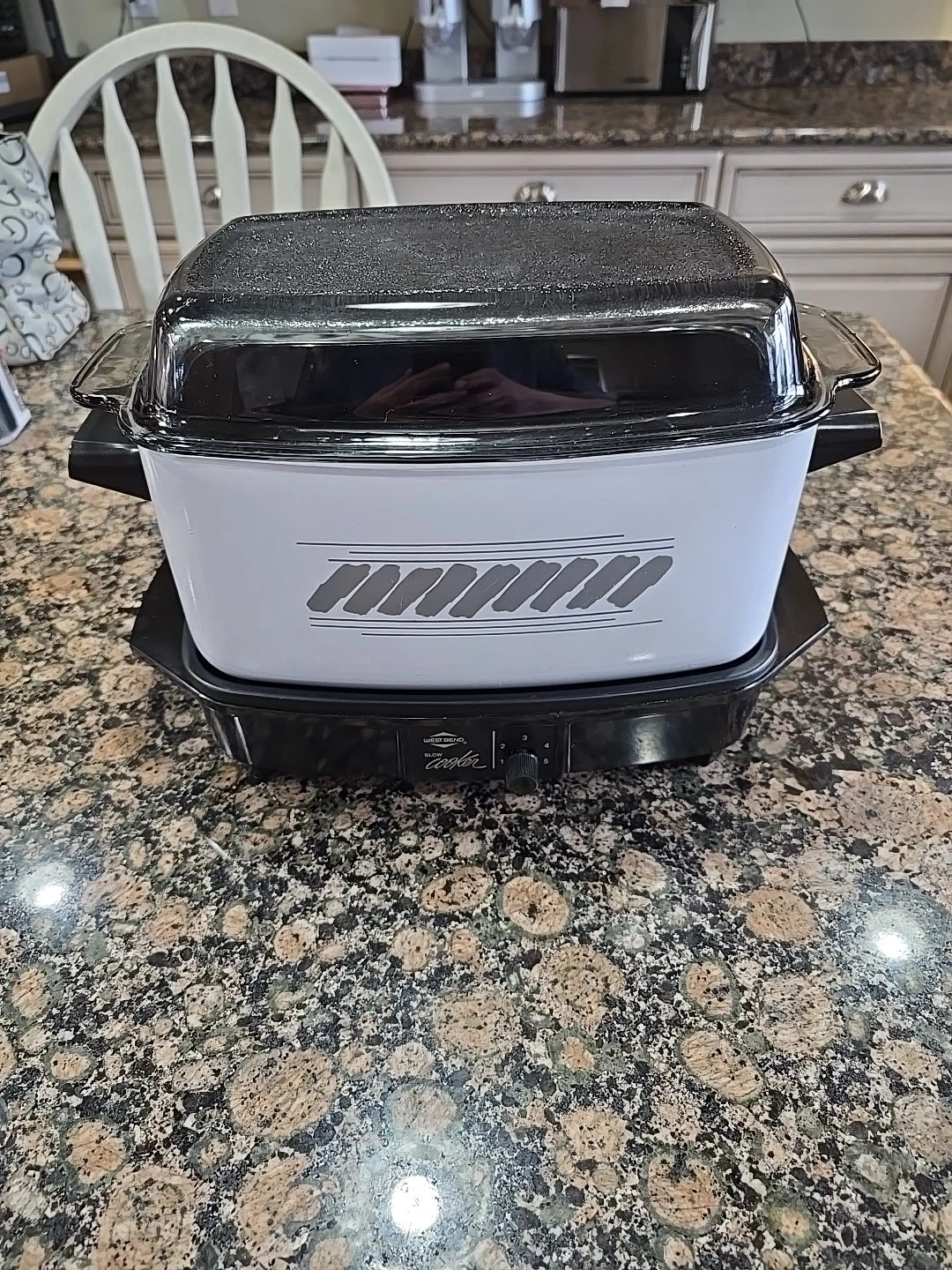 West Bend 6 Quart Slow Cooker Crock Pot Roaster Oven Griddle Base And Rack Works