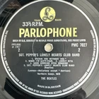 THE BEATLES SGT PEPPERS MONO UK vinyl; RARE ‘OMITS A DAY IN THE LIFE’ S2 label.