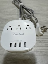 ONE BEAT Power Strip w/ 3 Outlets  4 USB Charger Ports 4.5A