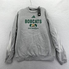 Adidas Sweatshirt Womens Large Ohio University Bobcats Gray 3 Stripe Pullover