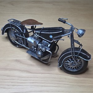Vintage Free Standing Black Metal Model Motorcycle Art Figurine