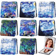 8 PCS Compact Mirror Double Sided Makeup Square PU Leather Pocket 2X1X