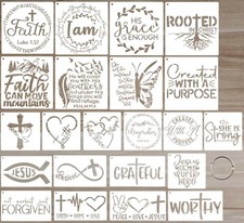 Gzfwthl 22pcs Christian Stencils for Painting 5.9 5.9in, 10 6in, 8 8in, white
