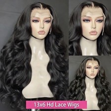 44" Body Wave Human Hair Wig 13x6 HD Lace Front Pre Plucked 200 