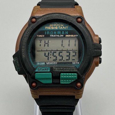 Vintage Timex Ironman Triathlon Mens Watch 41mm Gray Digital Indiglo New Battery