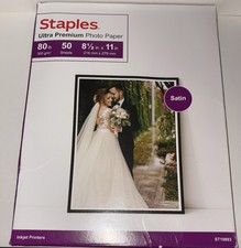Staples Ultra Premium Photo Paper 50 Sheets, 80lb High Gloss Inkjet Printing